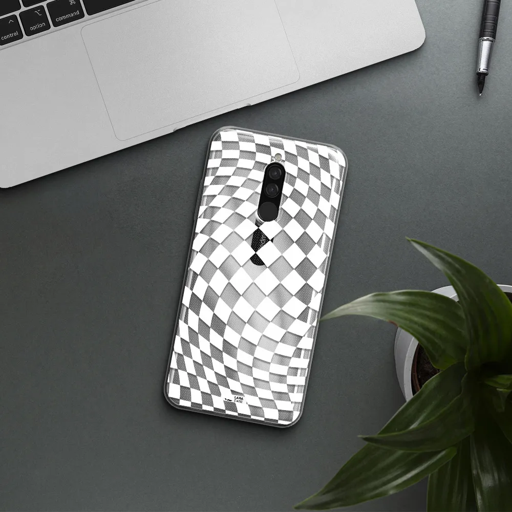 Wavy Checkered Xiaomi Redmi 8 Clear Tpu Case