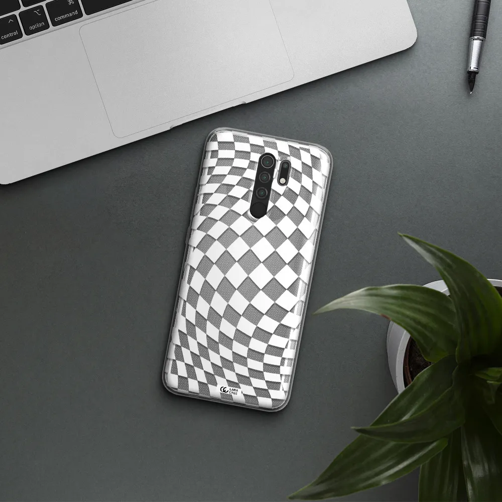 Wavy Checkered Xiaomi Redmi 9 Clear TPU Case
