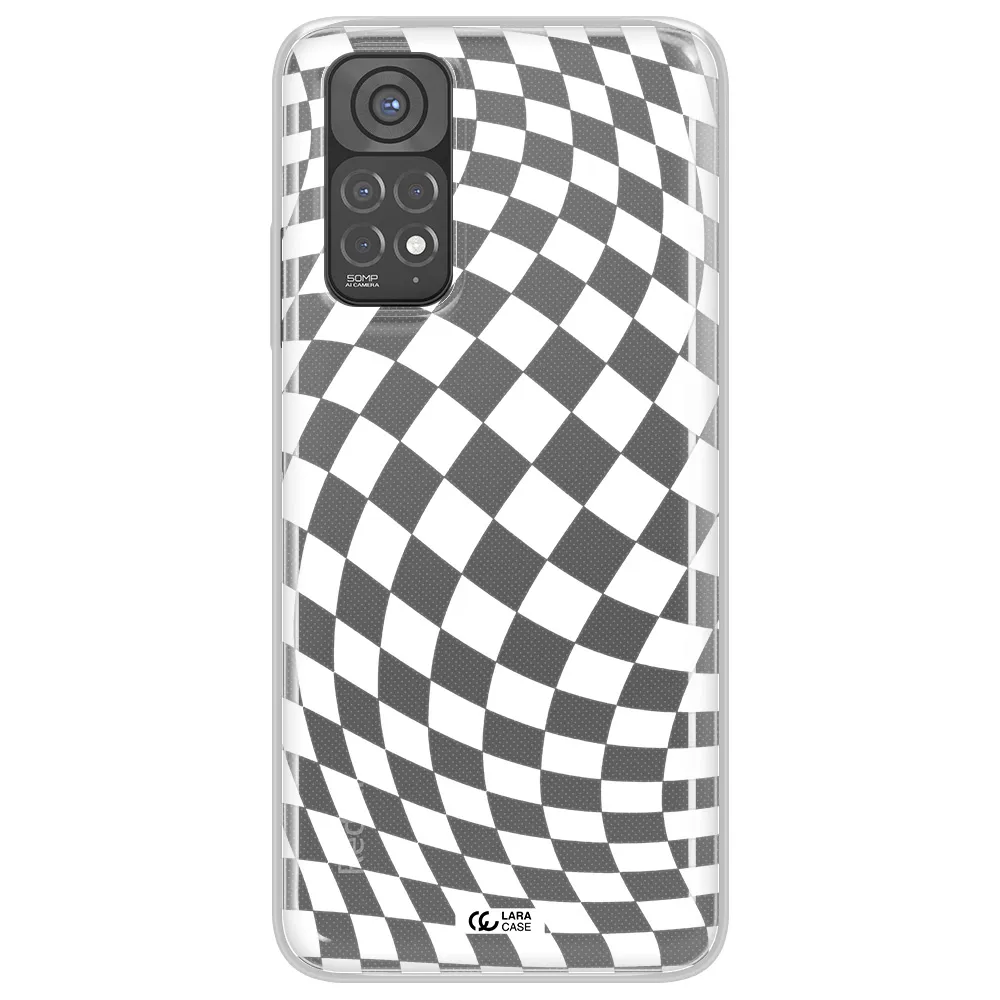 Wavy Checkered Xiaomi Redmi Note 11 Clear TPU Case