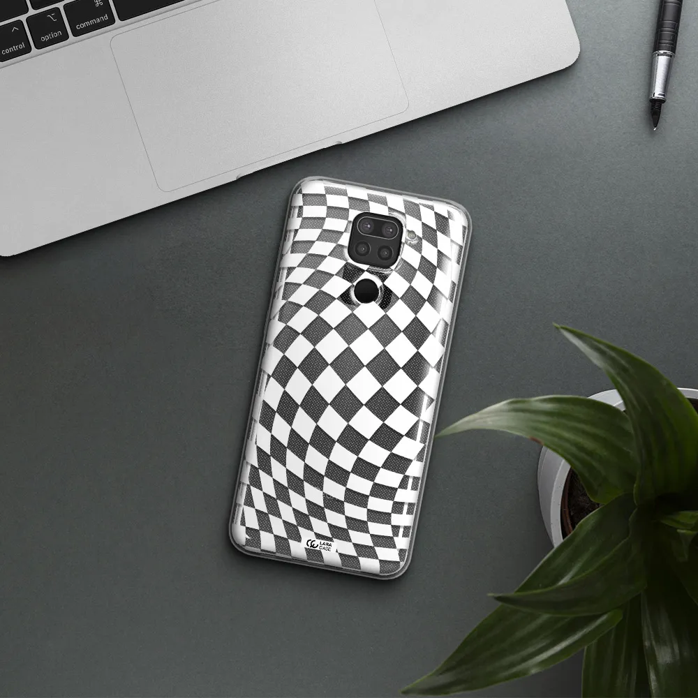 Wavy Checkered Xiaomi Redmi Note 9 Clear TPU Case