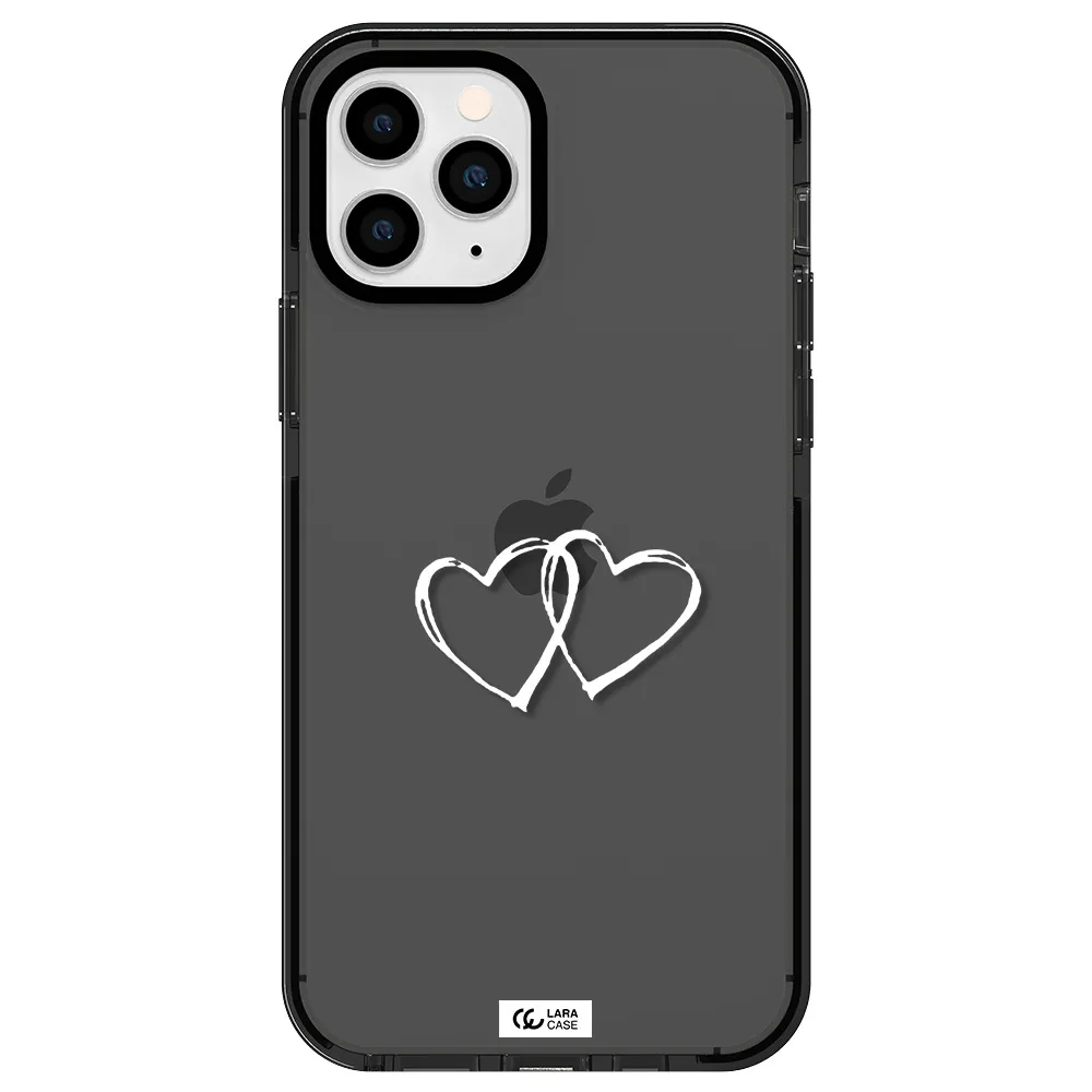 Heart Couple Apple iPhone 11 pro impact Smoke Black Case