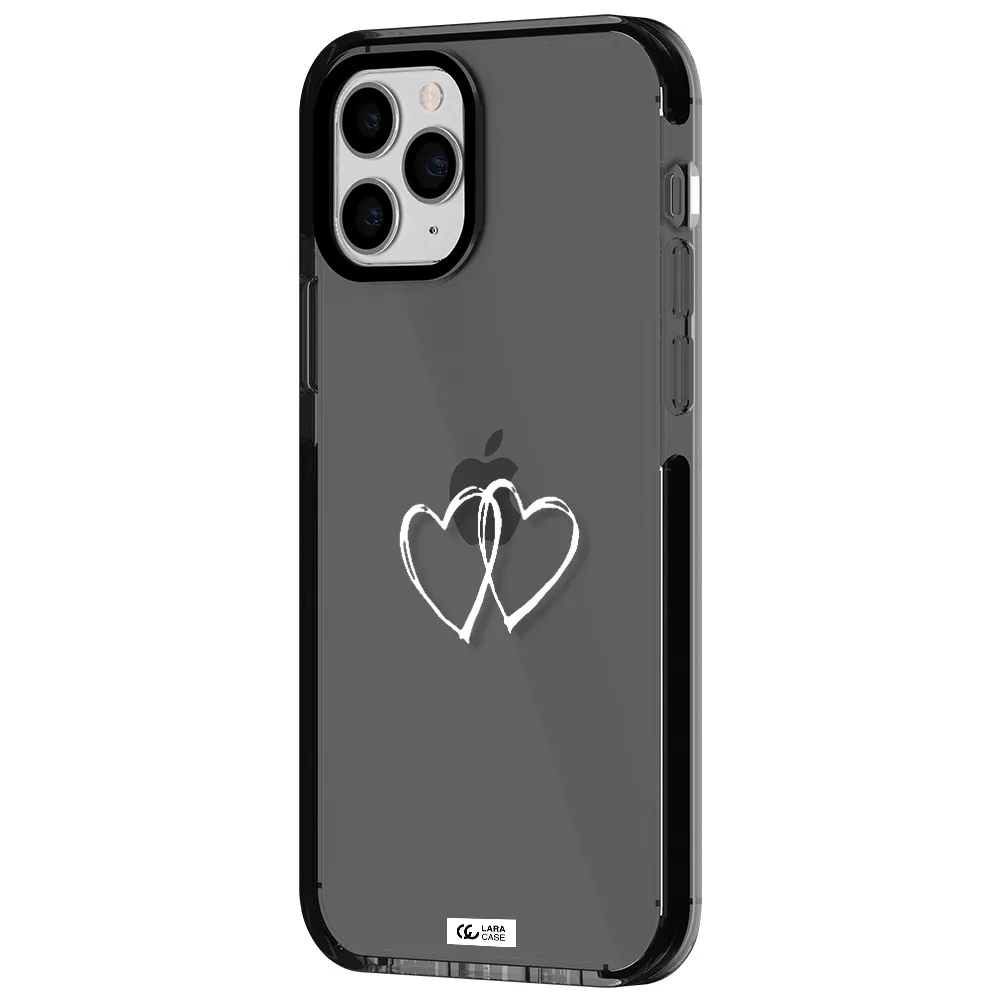 Heart Couple Apple iPhone 11 pro impact Smoke Black Case