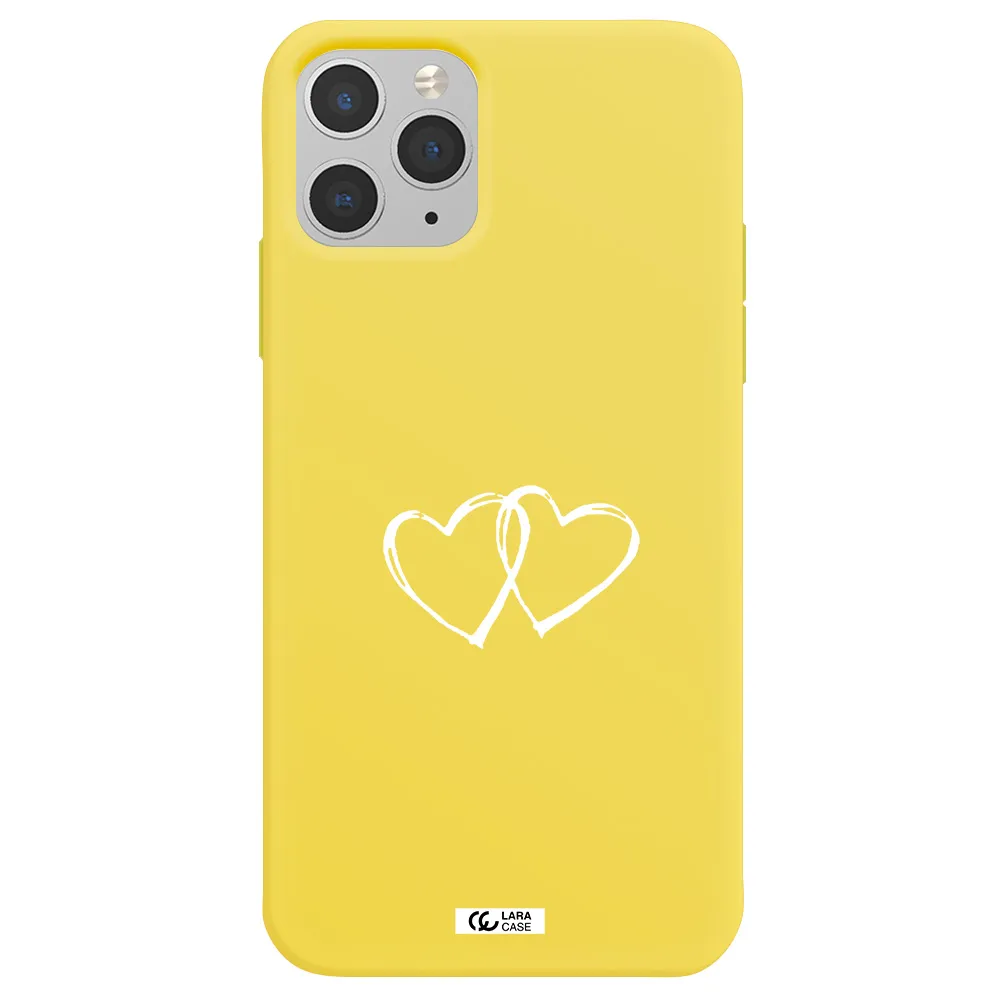 Heart Couple Apple iPhone 11 pro max Silicone canary yellow Case