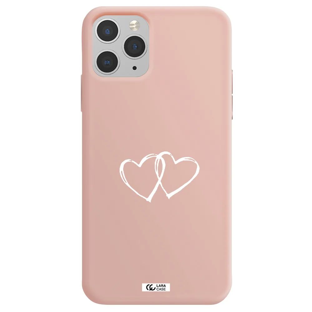 Heart Couple Apple iPhone 11 pro max Silicone pastel pink Case