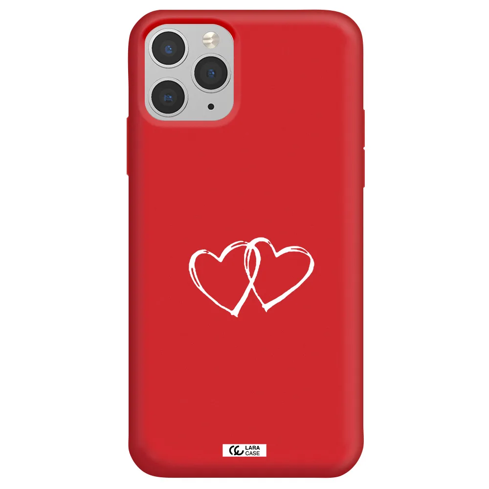 Heart Couple Apple iPhone 11 pro Silicone Imperial Red Case