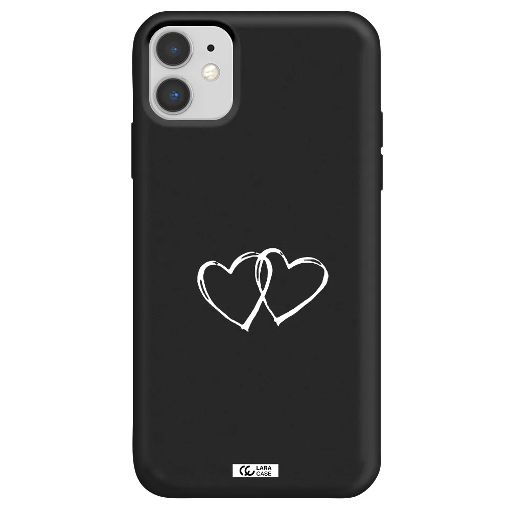 Heart Couple Apple iPhone 11 Silicone black Case