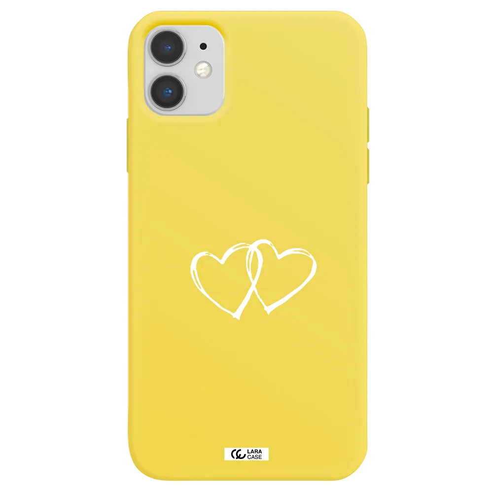 Heart Couple Apple iPhone 11 Silicone canary yellow Case