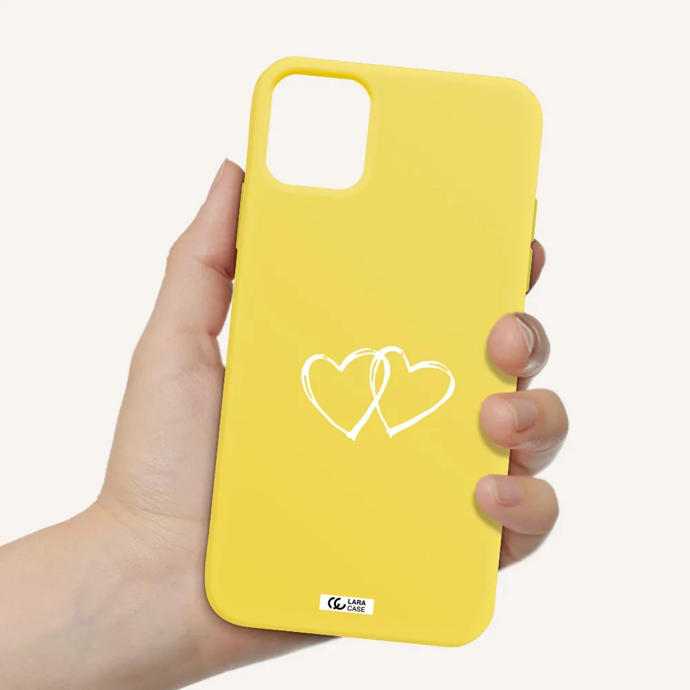 Heart Couple Apple iPhone 11 Silicone canary yellow Case
