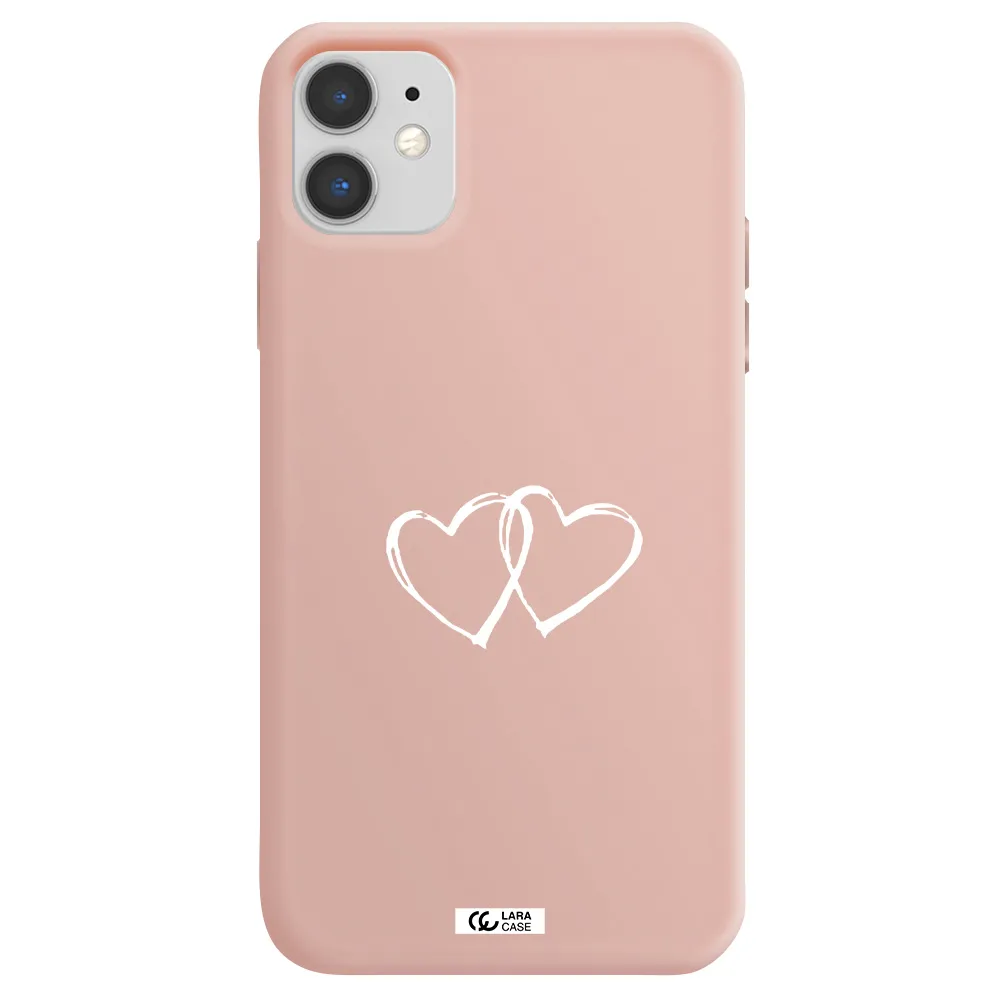 Heart Couple Apple iPhone 11 Silicone pastel pink Case