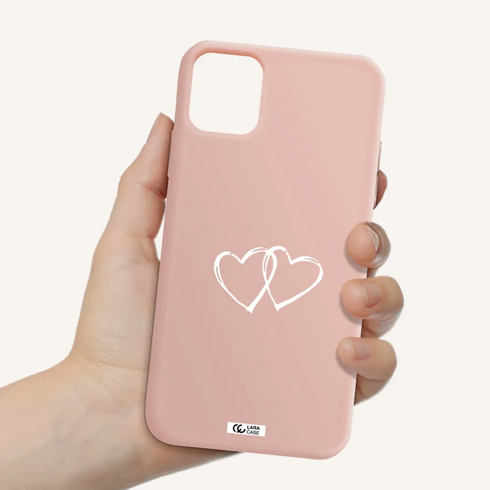 Heart Couple Apple iPhone 11 Silicone pastel pink Case