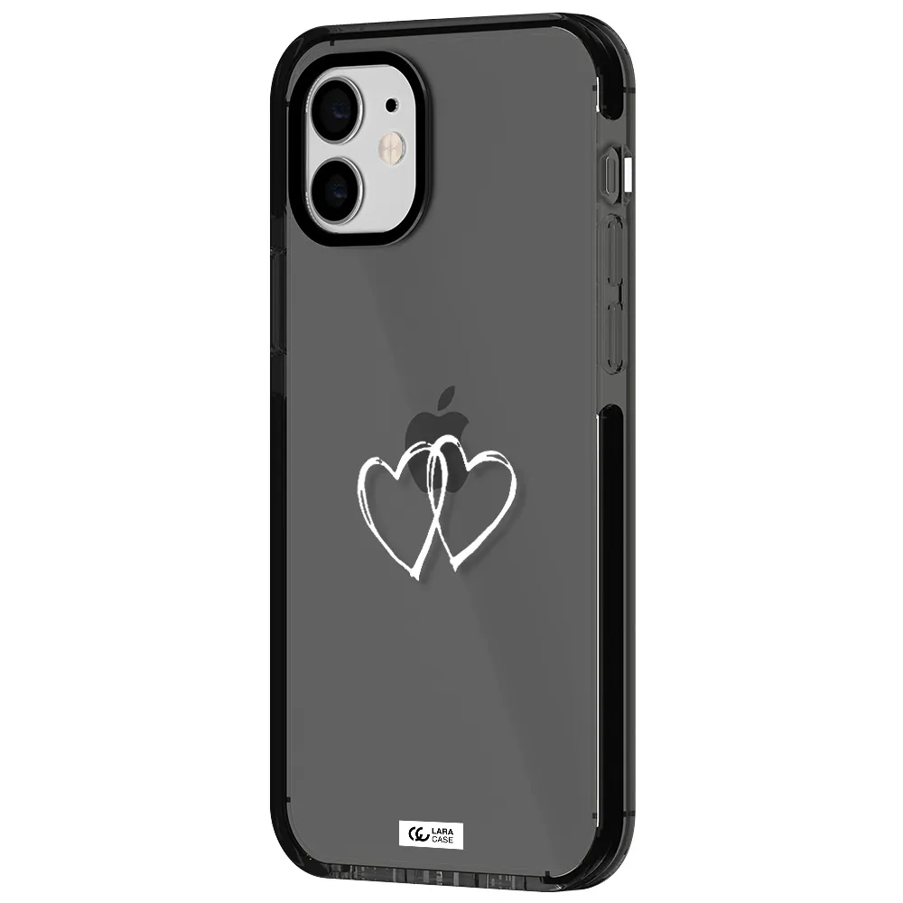 Heart Couple Apple iPhone 12 impact Smoke Black Case