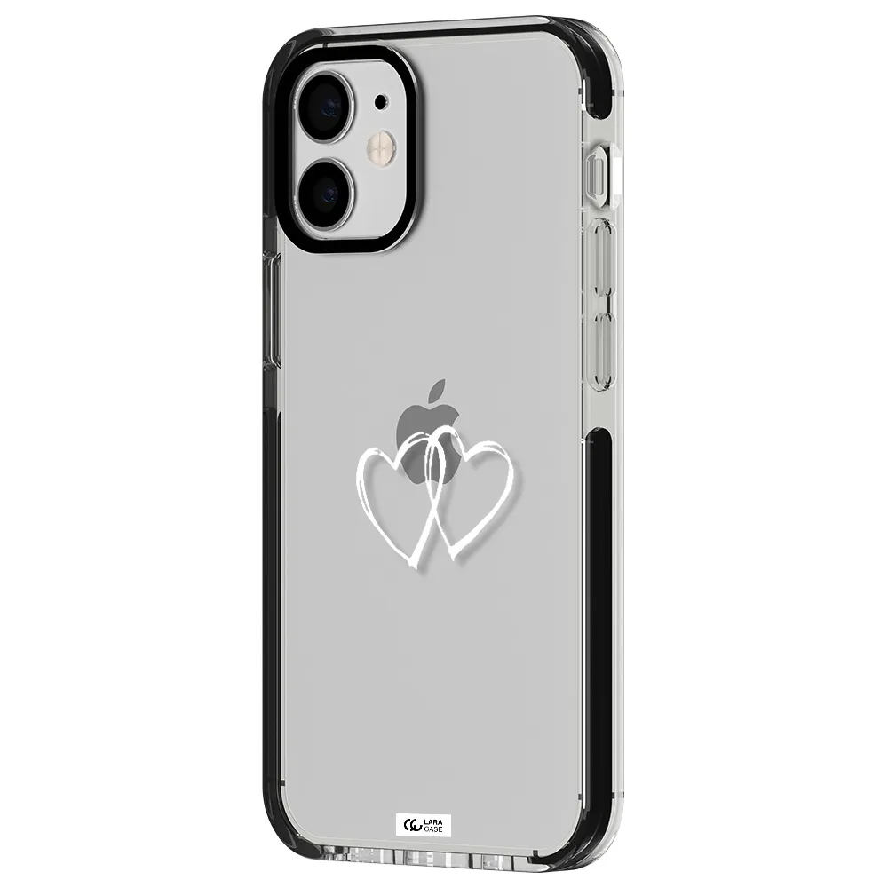 Heart Couple Apple iPhone 12 mini impact black border Case
