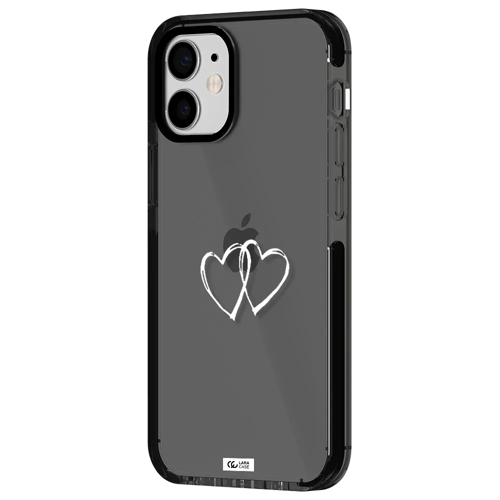Heart Couple Apple iPhone 12 mini impact Smoke Black Case