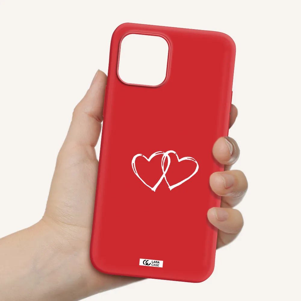 Heart Couple Apple iPhone 12 mini Silicone Imperial Red Case