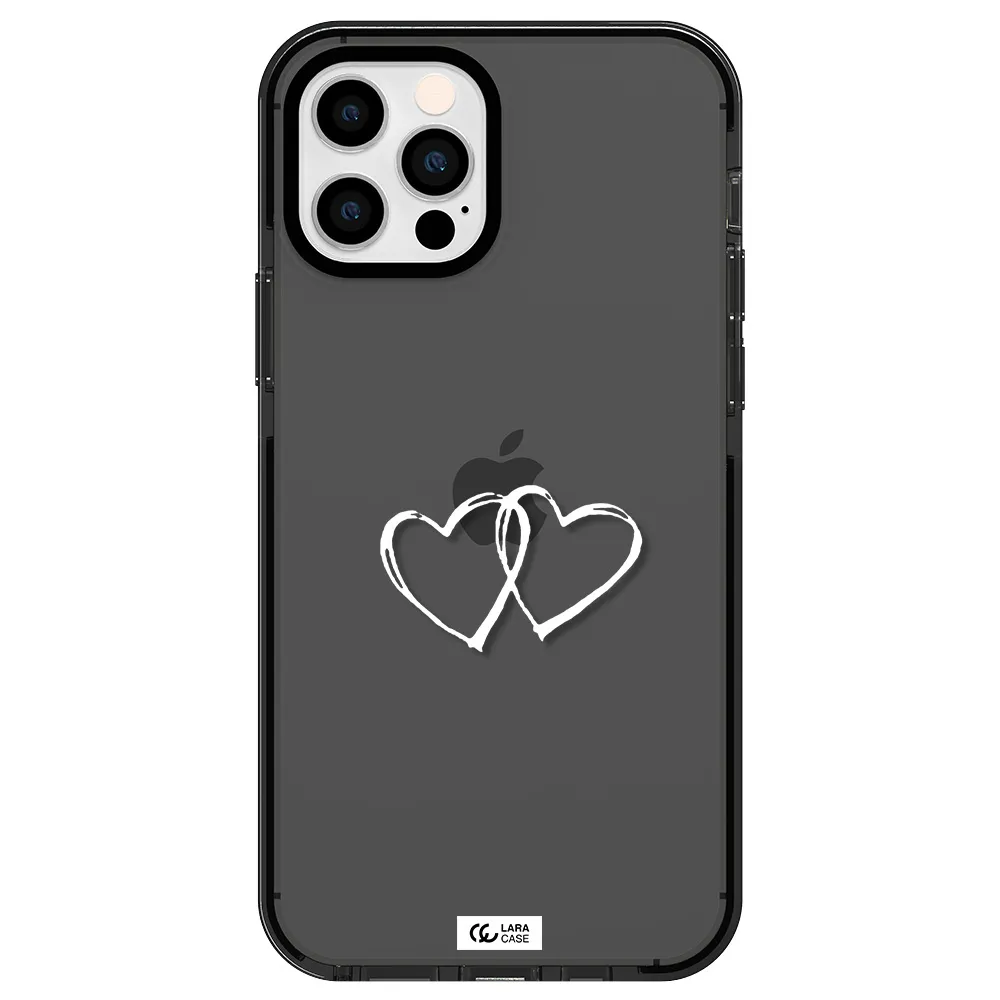 Heart Couple Apple iPhone 12 pro impact Smoke Black Case
