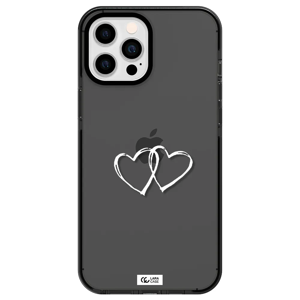 Heart Couple Apple iPhone 12 pro max impact Smoke Black Case