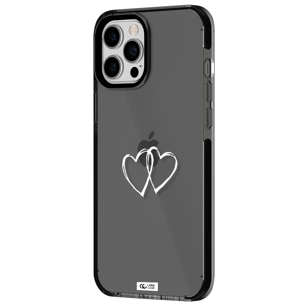 Heart Couple Apple iPhone 12 pro max impact Smoke Black Case