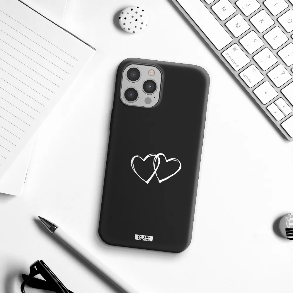 Heart Couple Apple iPhone 12 pro max Silicone black Case