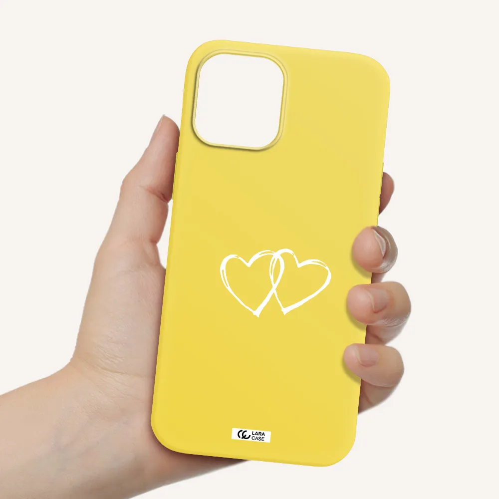 Heart Couple Apple iPhone 12 pro max Silicone canary yellow Case