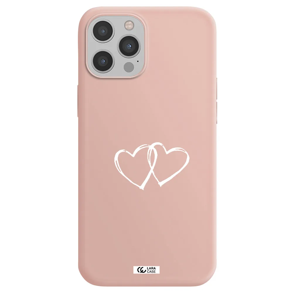 Heart Couple Apple iPhone 12 pro max Silicone pastel pink Case