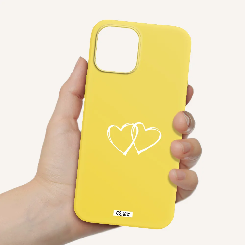 Heart Couple Apple iPhone 12 pro Silicone canary yellow Case