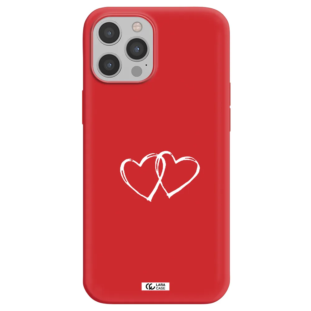 Heart Couple Apple iPhone 12 pro Silicone Imperial Red Case