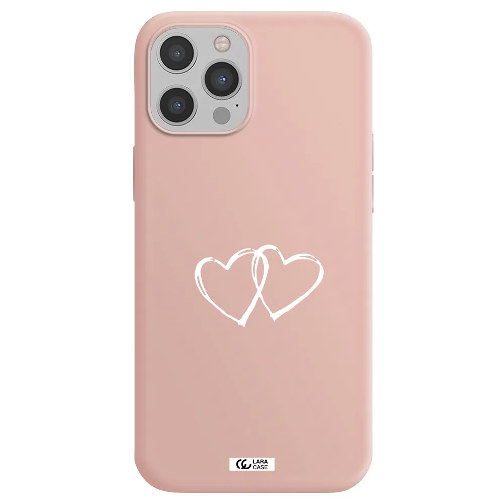 Heart Couple Apple iPhone 12 pro Silicone pastel pink Case