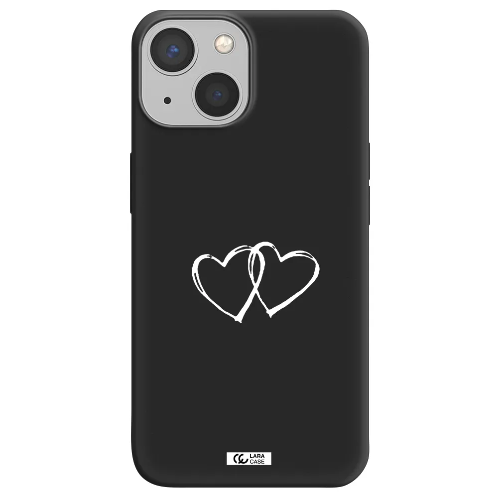 Heart Couple Apple iPhone 13 mini Silicone black Case
