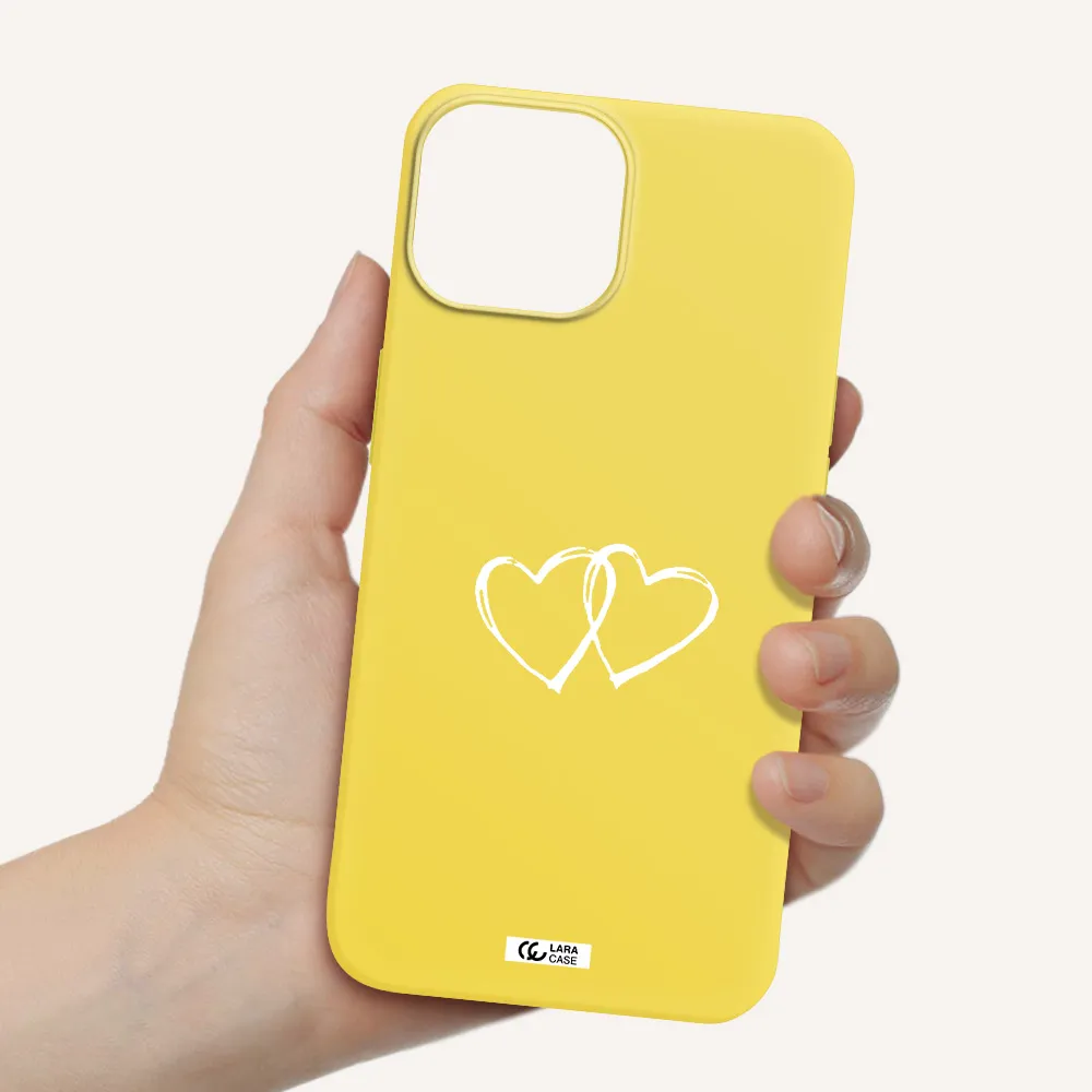 Heart Couple Apple iPhone 13 mini Silicone canary yellow Case