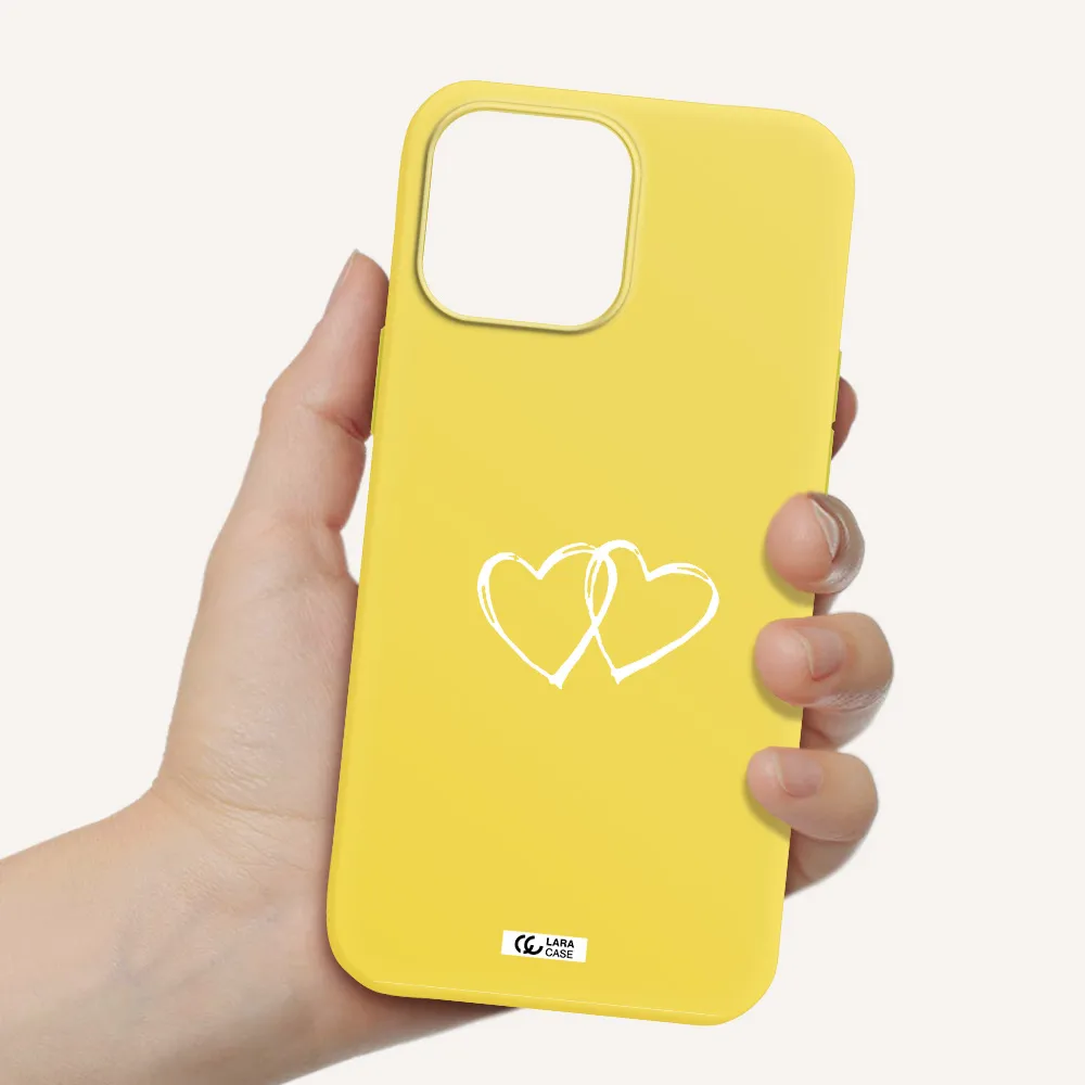 Heart Couple Apple iPhone 13 Pro Max Silicone canary yellow Case