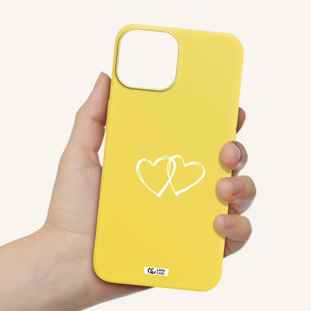 Heart Couple Apple iPhone 13 Silicone canary yellow Case