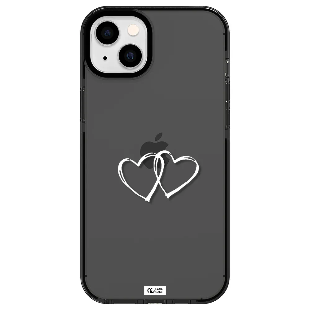 Heart Couple Apple iPhone 14 plus impact Smoke Black Case