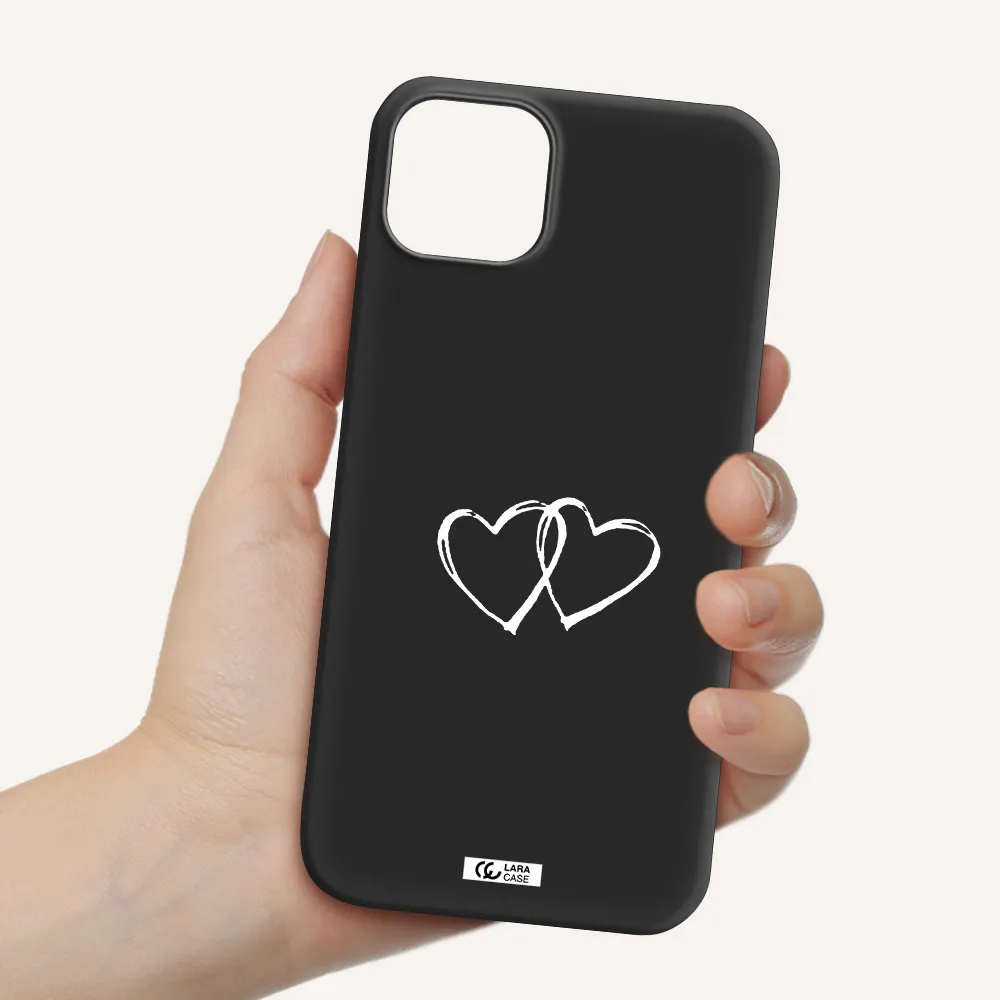 Heart Couple Apple iPhone 14 plus Silicone black Case
