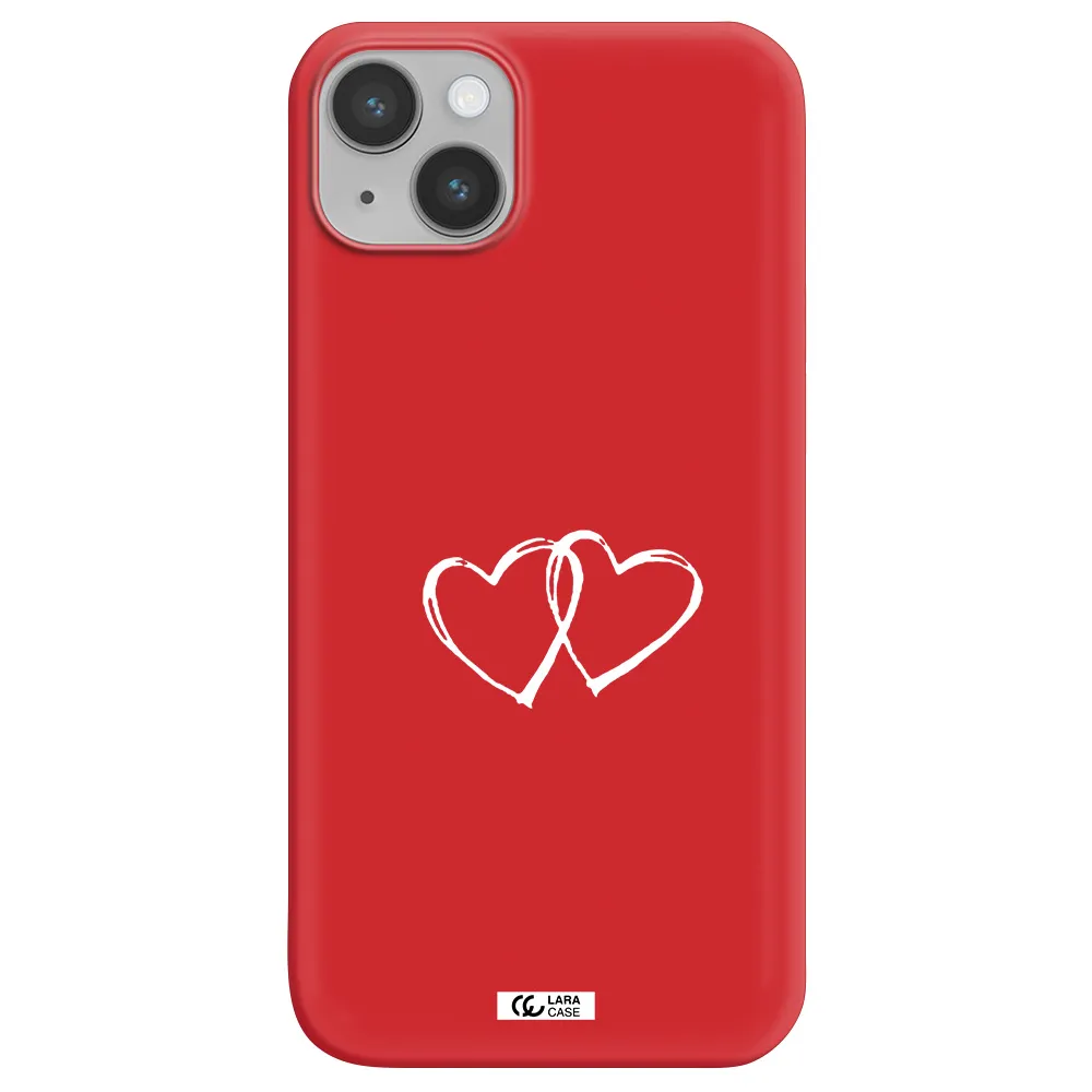 Heart Couple Apple iPhone 14 plus Silicone Imperial Red Case