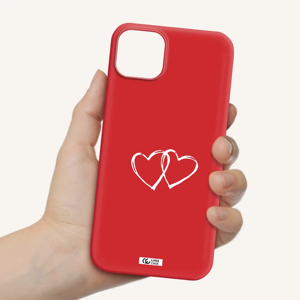 Heart Couple Apple iPhone 14 plus Silicone Imperial Red Case