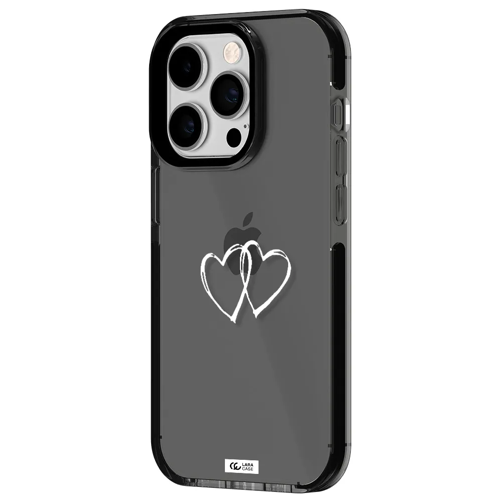Heart Couple Apple iPhone 14 pro impact Smoke Black Case