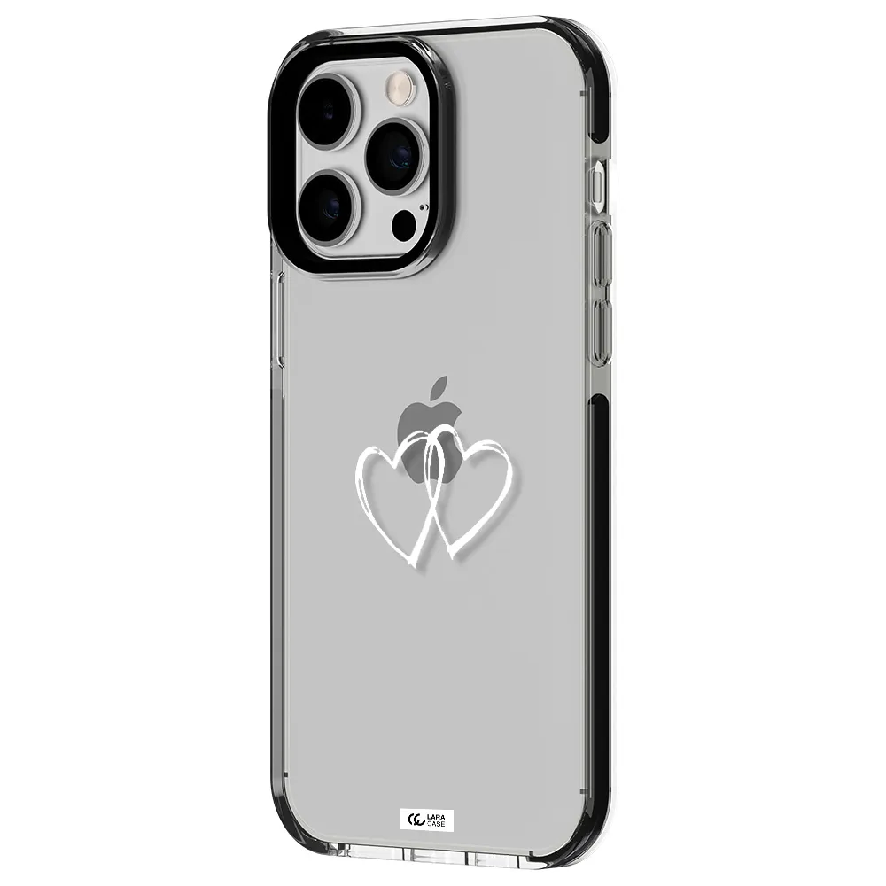 Heart Couple Apple iPhone 14 pro max impact black border Case