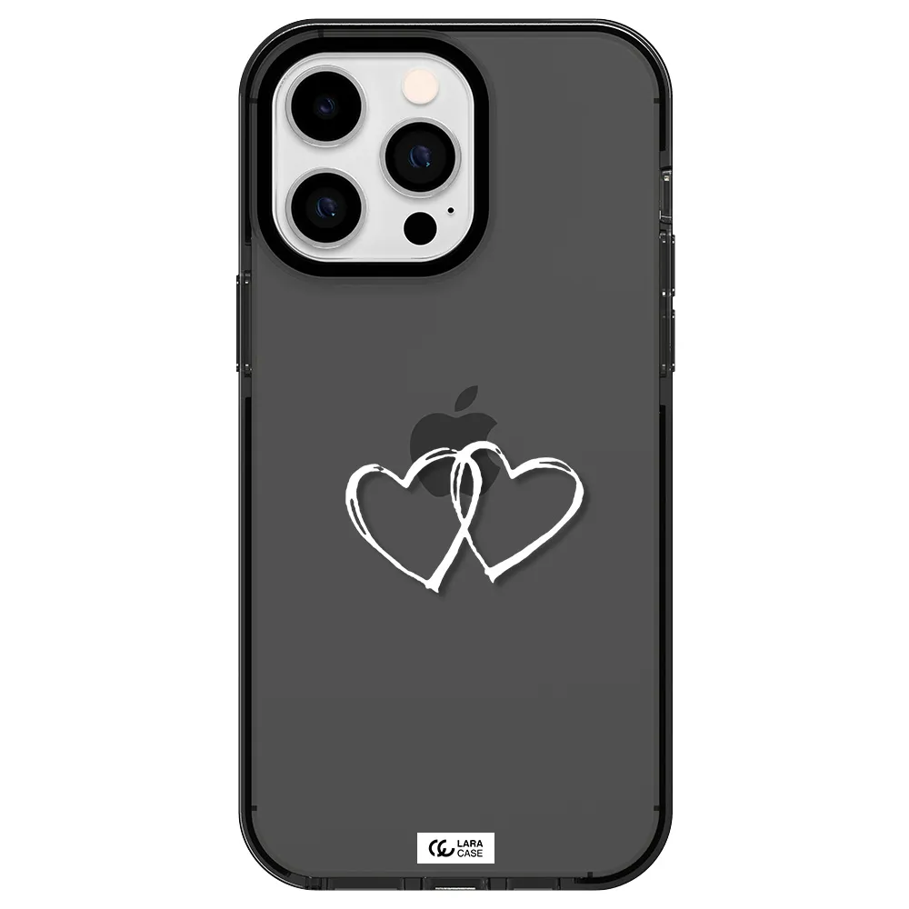 Heart Couple Apple iPhone 14 pro max impact Smoke Black Case