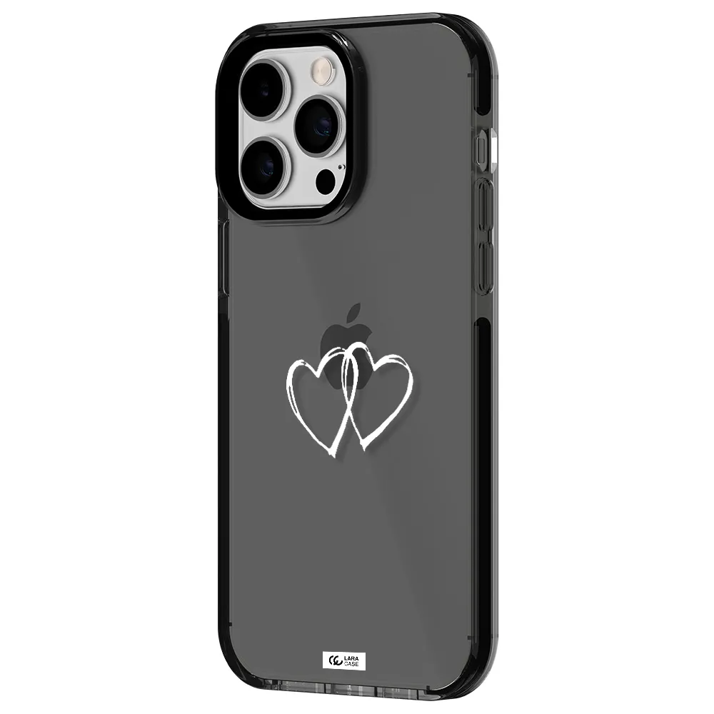 Heart Couple Apple iPhone 14 pro max impact Smoke Black Case