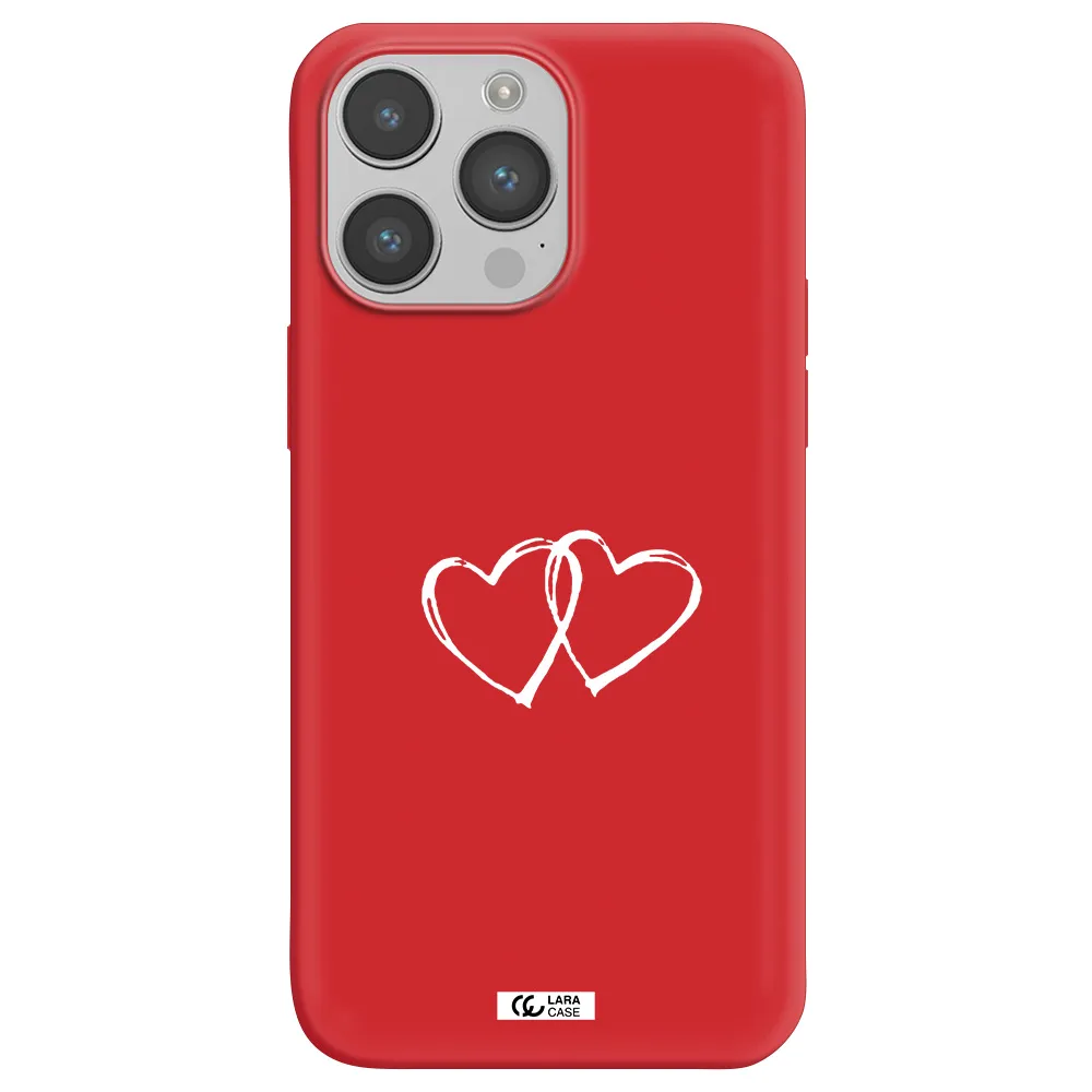 Heart Couple Apple iPhone 14 pro max Silicone Imperial Red Case