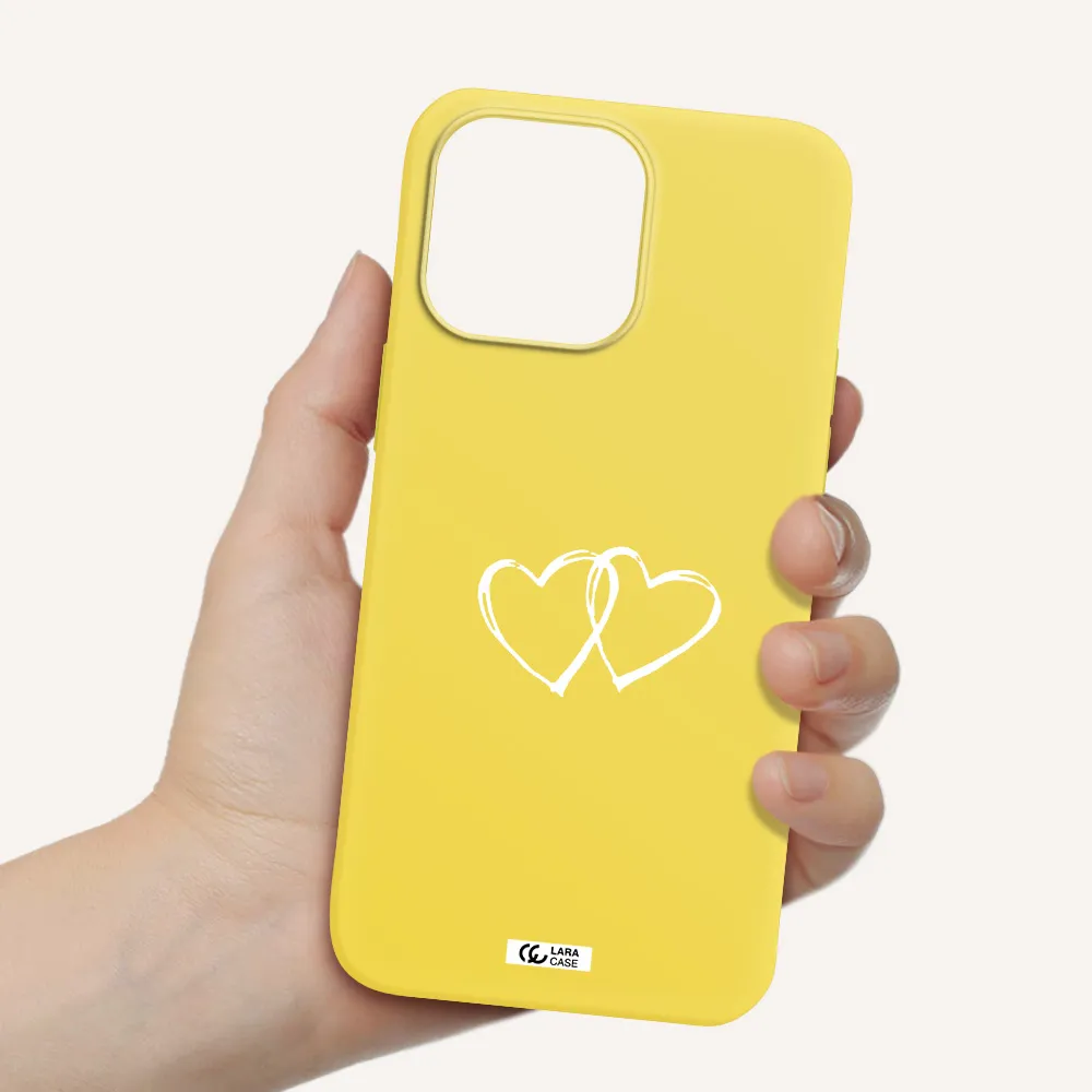 Heart Couple Apple iPhone 14 pro Silicone canary yellow Case