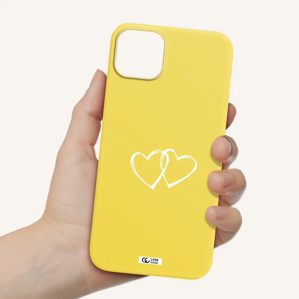 Heart Couple Apple iPhone 14 Silicone canary yellow Case