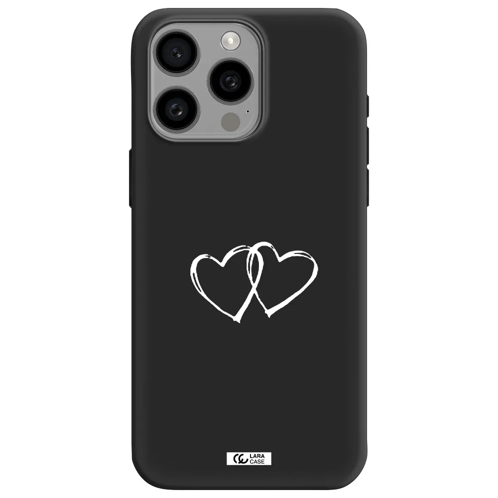 Heart Couple Apple Iphone 15 Pro max Silicone black Case