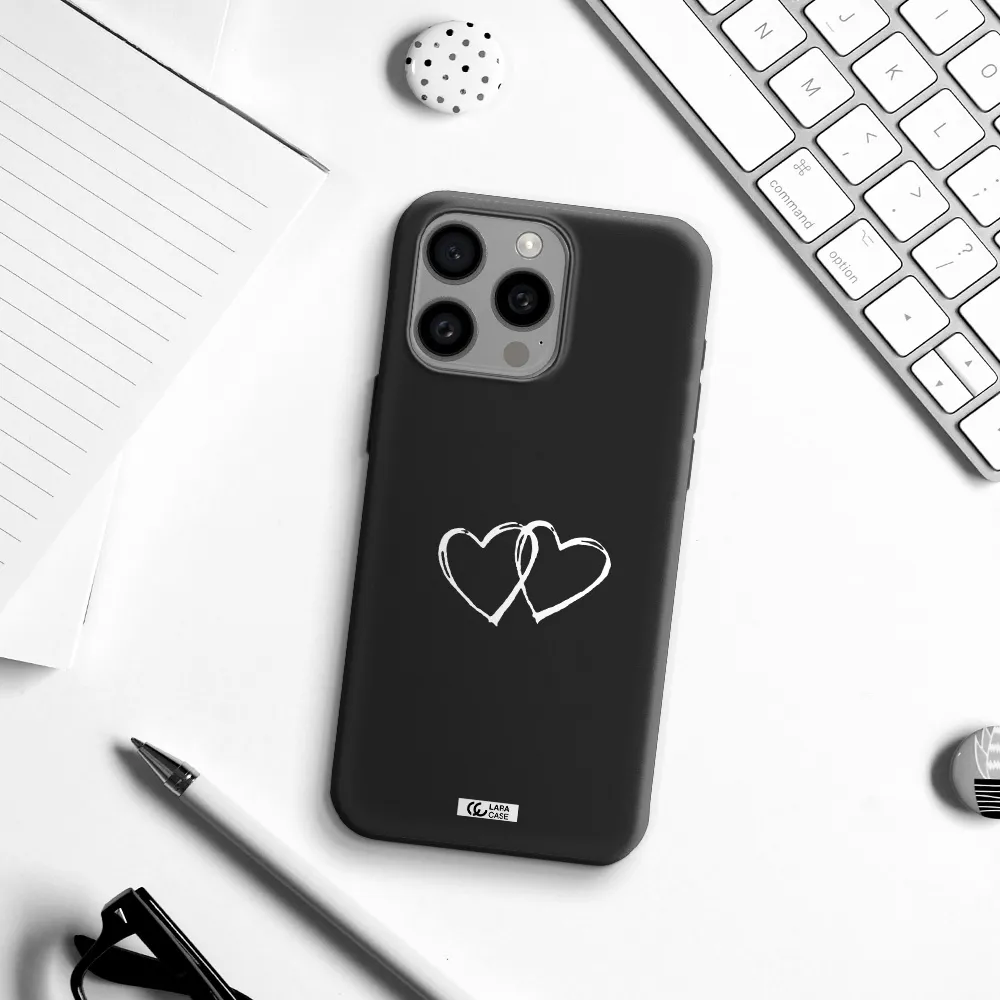 Heart Couple Apple Iphone 15 Pro max Silicone black Case