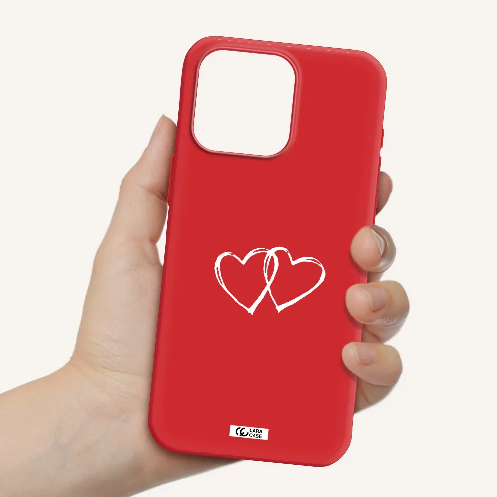 Heart Couple Apple Iphone 15 Pro Max Silicone Imperial Red Case