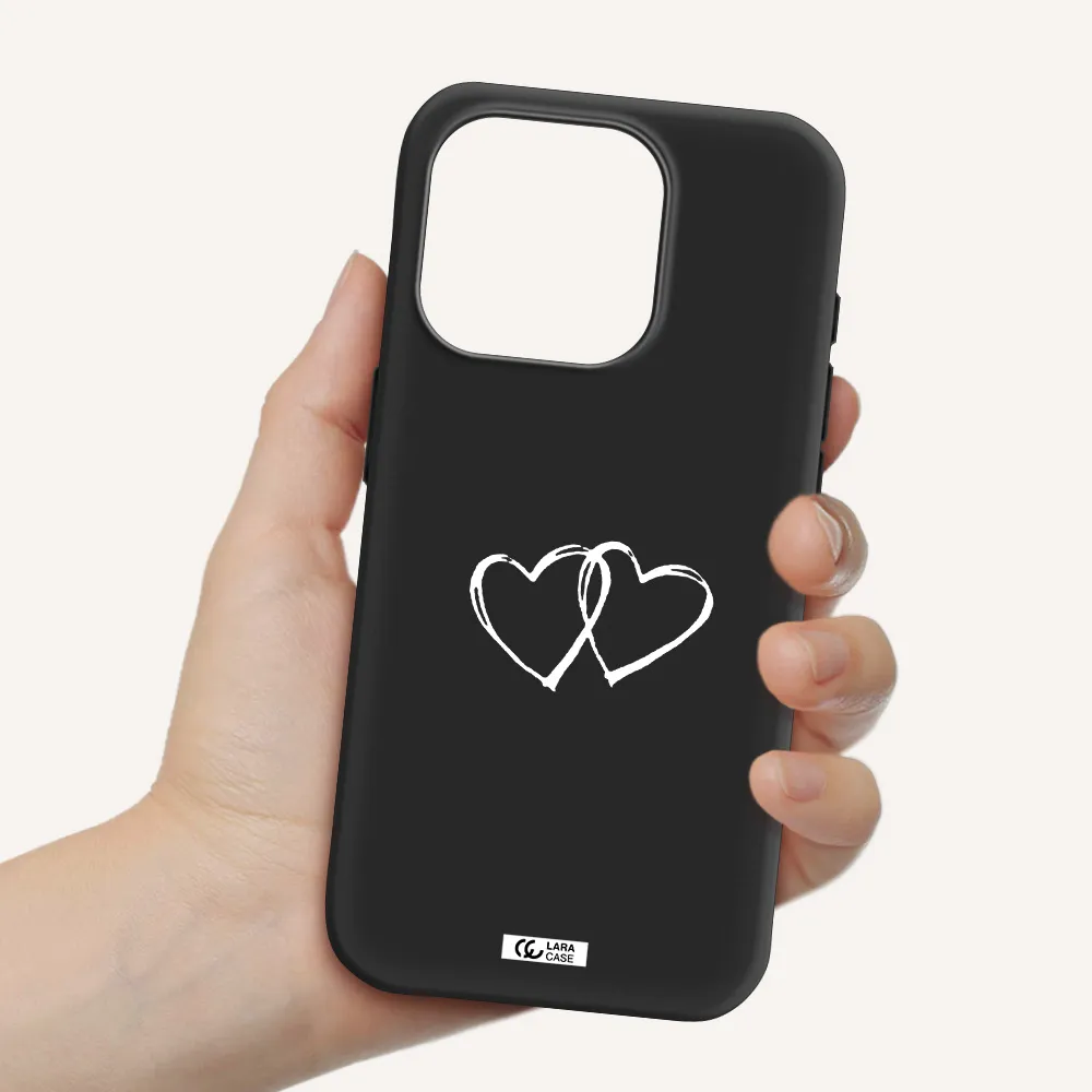 Heart Couple Apple Iphone 15 Pro Silicone Black Case