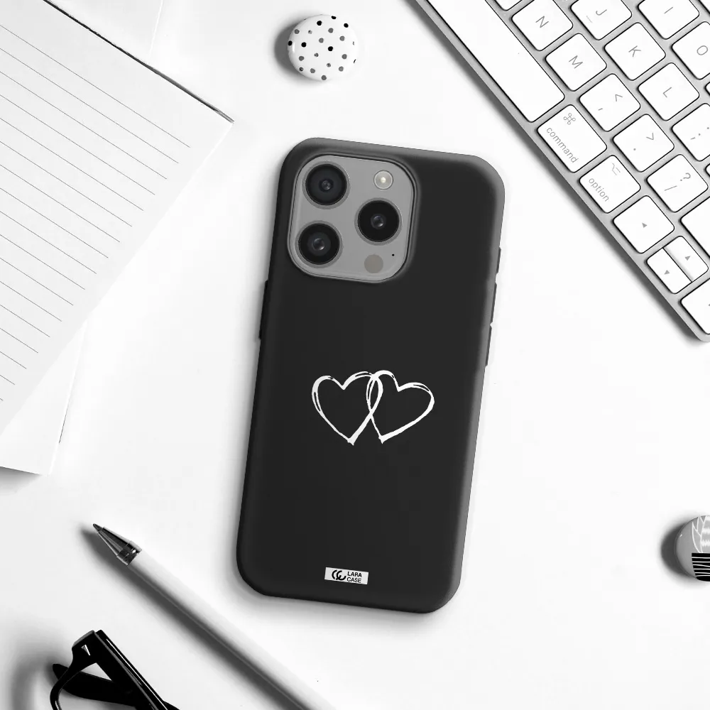 Heart Couple Apple Iphone 15 Pro Silicone Black Case