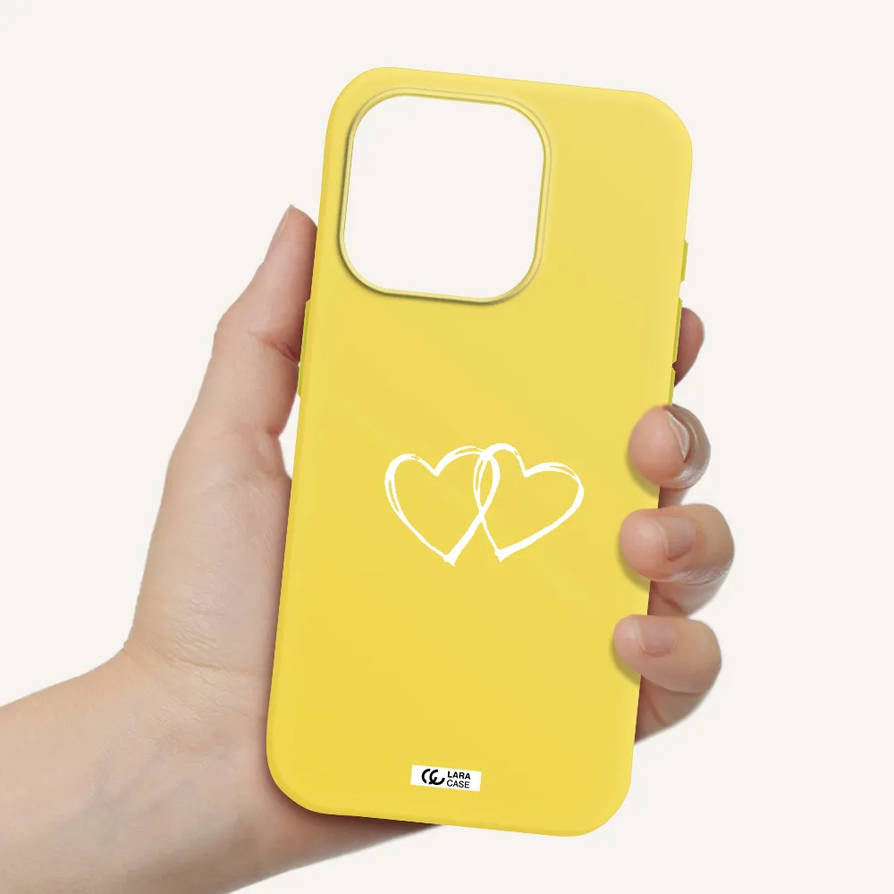 Heart Couple Apple Iphone 15 Pro Silicone Canary Yellow Case