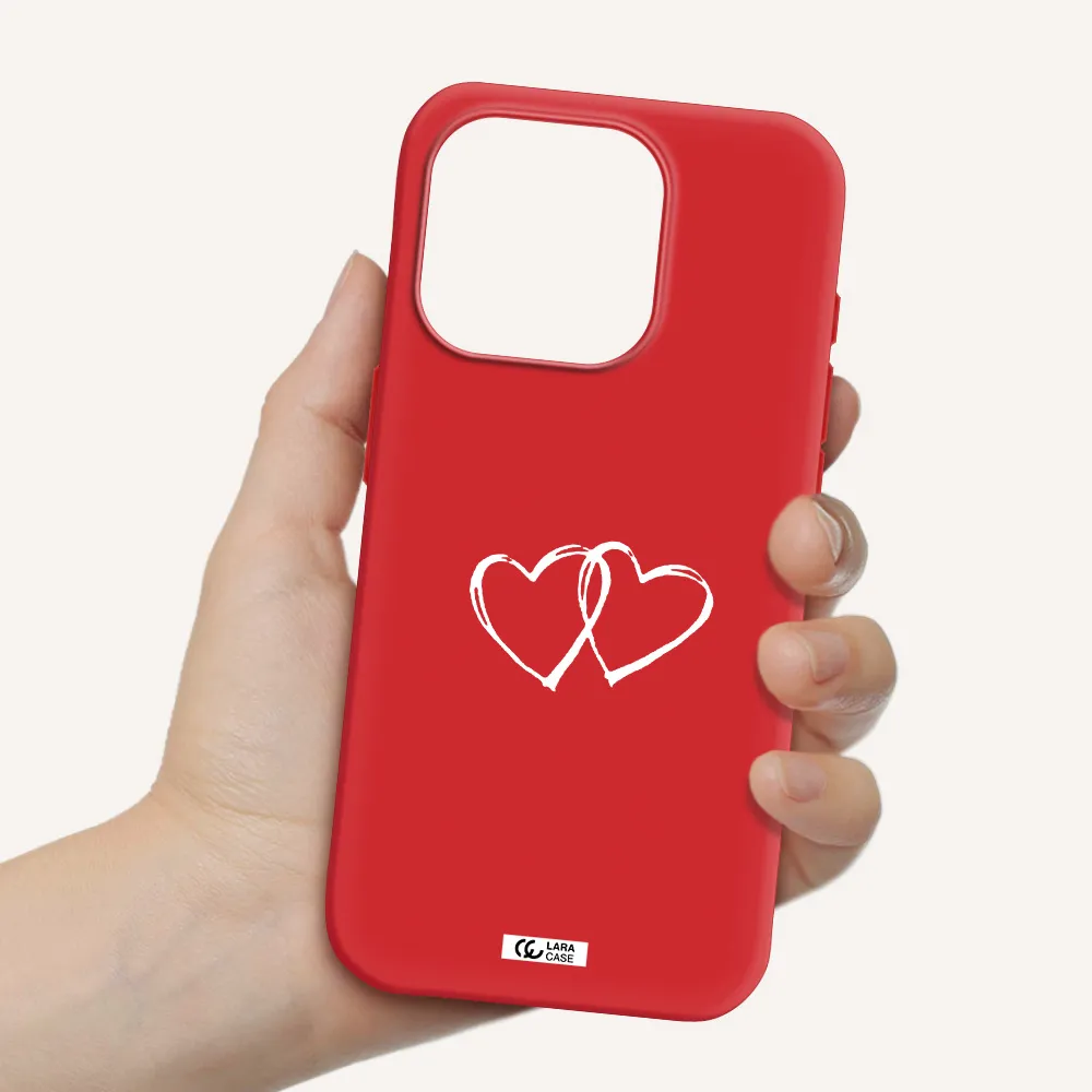 Heart Couple Apple Iphone 15 Pro Silicone Imperial Red Case