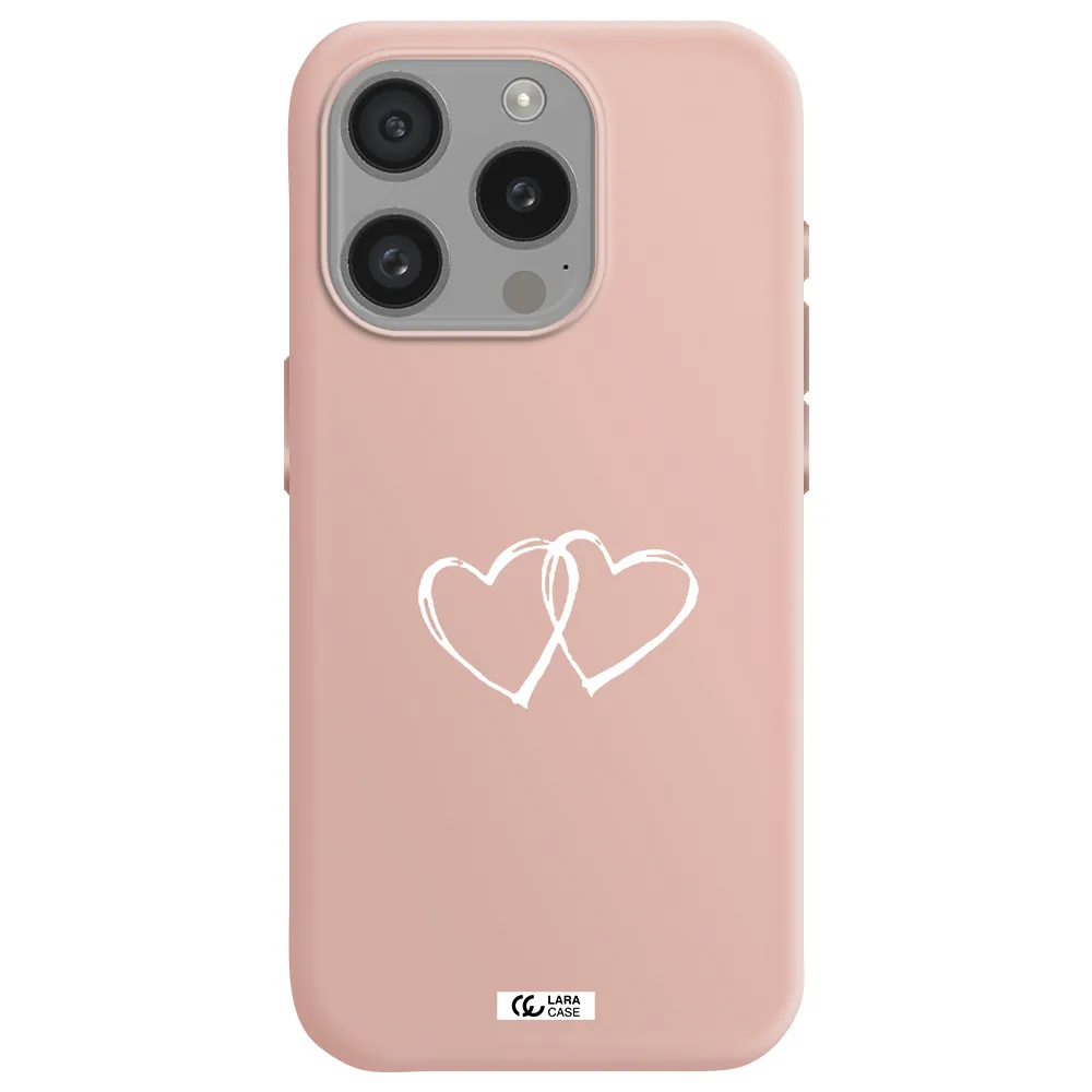 Heart Couple Apple Iphone 15 Pro Silicone Pastel Pink Case